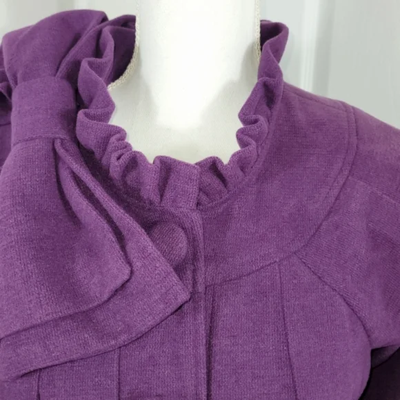 NWT Ryu Swing Coat Jacket in Purple Puff Sleeves & Big Bow Size Medium - Picture 6 of 13